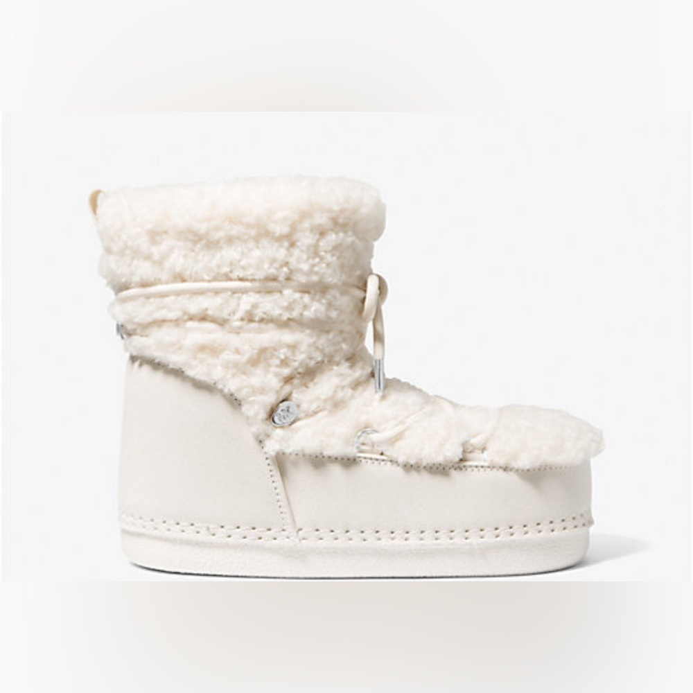 Michael Kors Zelda Faux-Shearling Bootie – Cream – Size U.S. 8